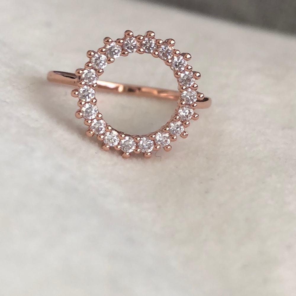 Rose Gold Open Circle Infinity White Sapphire Ring - Picture 7 of 8